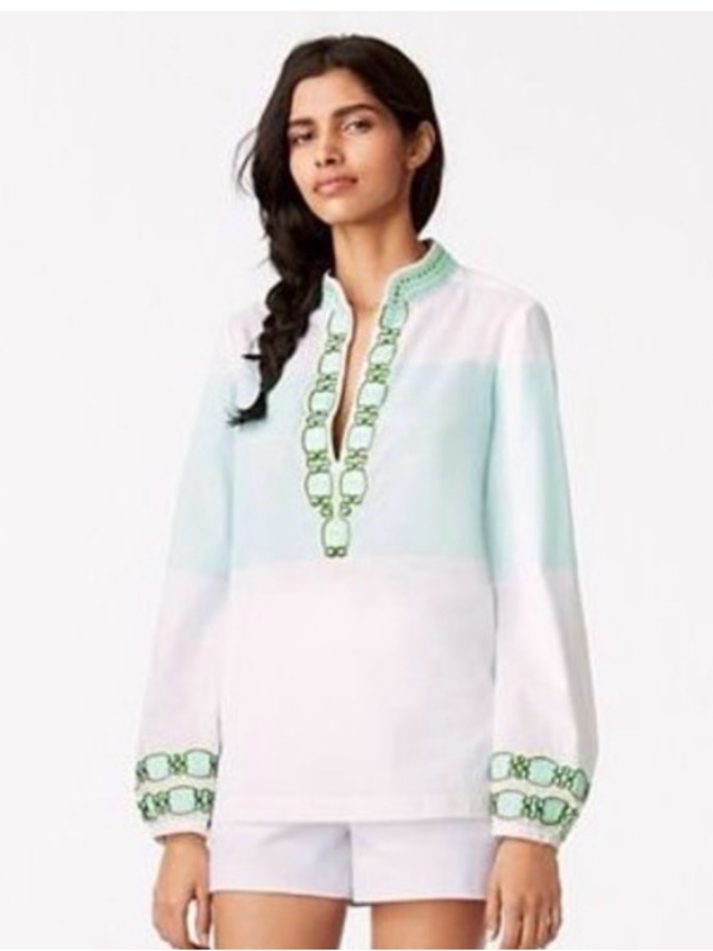 Tory Burch Sylvia cotton embroidered tunic blouse top 4 $298